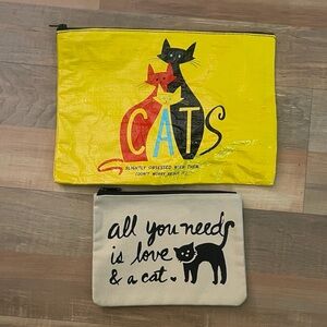 Yellow Cat Graphic Zip Cosmetic Pouch